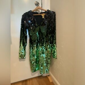 Green mermaid sequin mini dress